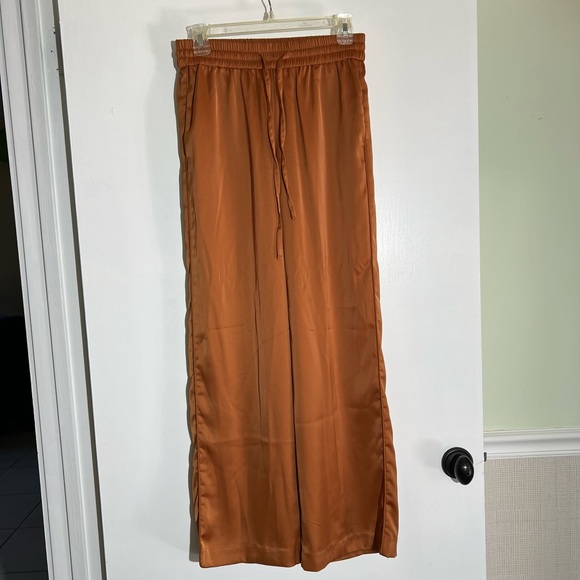Elie Tahari Rust Wide Leg Satin Pants - Picture 2 of 10